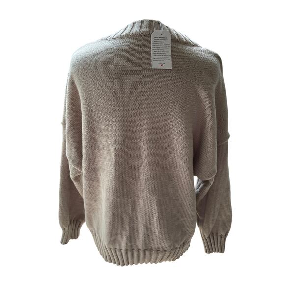 Unique Beige/Tan Knit Crew Neck Sweater Size L - Picture 3 of 6